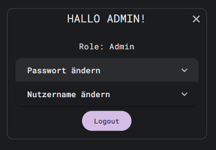 Account Optionen Menü